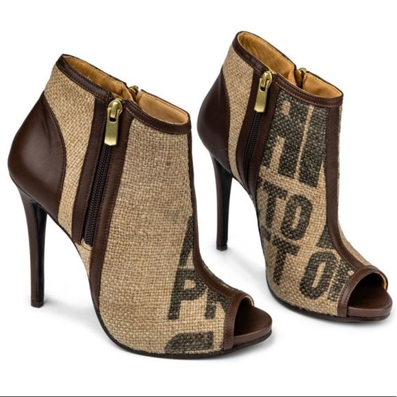 Flowers & Leaves Shoes - Coffee Burlap Boot